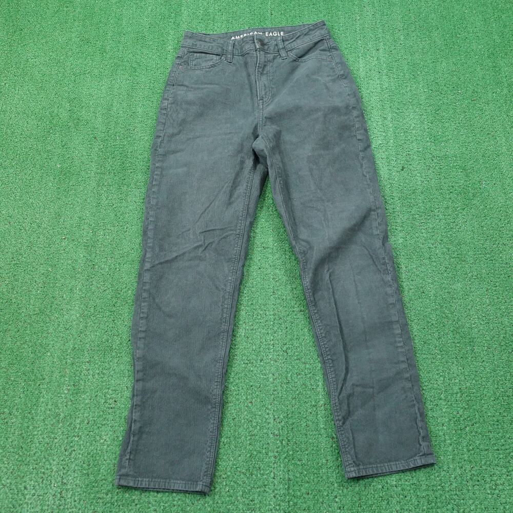 American Eagle Pants Womens 2 Green Mom Straight‎ Jean Corduroy Stretch 27x27 L1